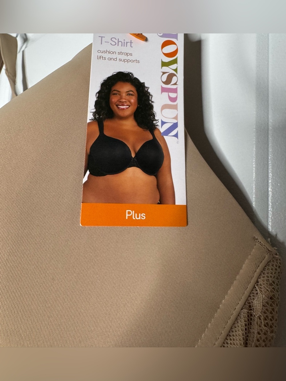 Joyspun Seamless Nude T-Shirt Bra with Lace Trim stretch 4 hooks size 46DD - Picture 2 of 5
